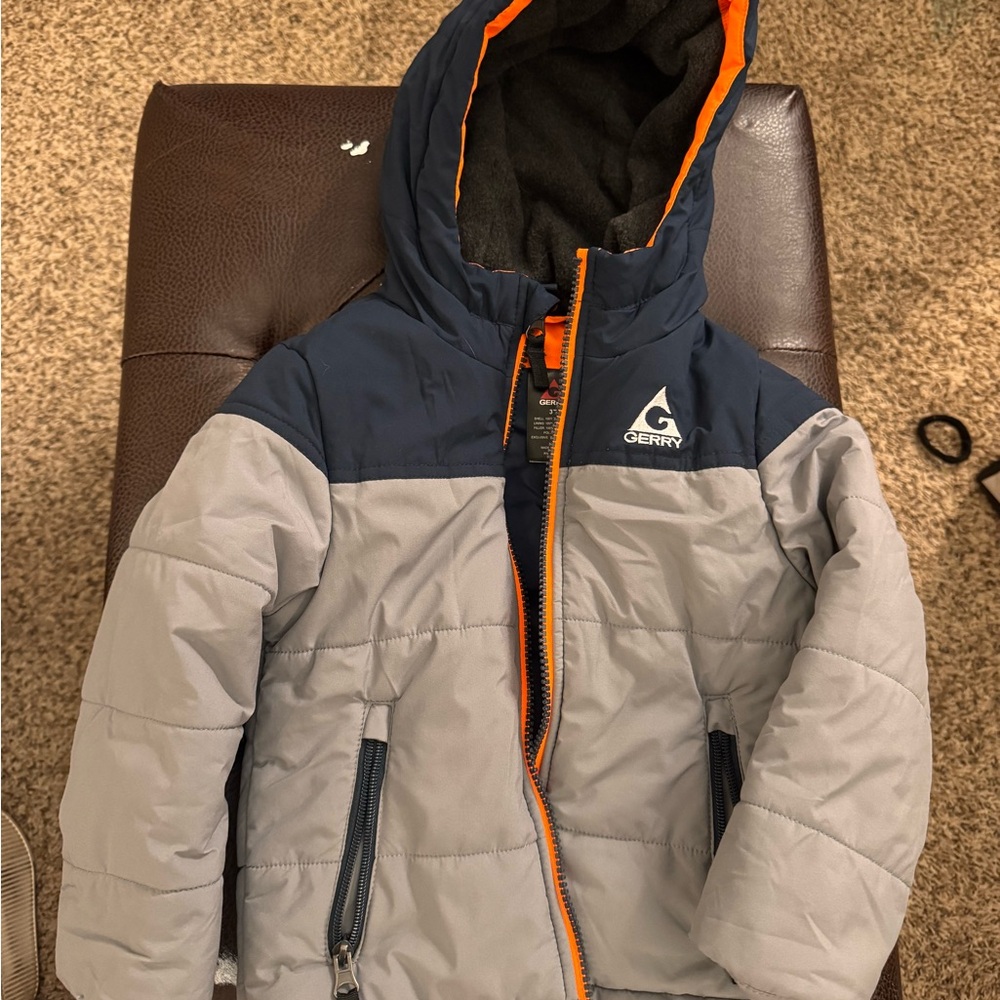 Gerry Weber Kids Puffer Jacket - Gray and Navy & Grey Beanie Hat